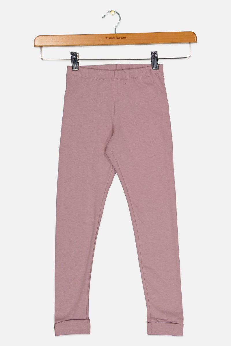 guppy Kids Girl Plain Pull On Leggings, Mauve - Image 3